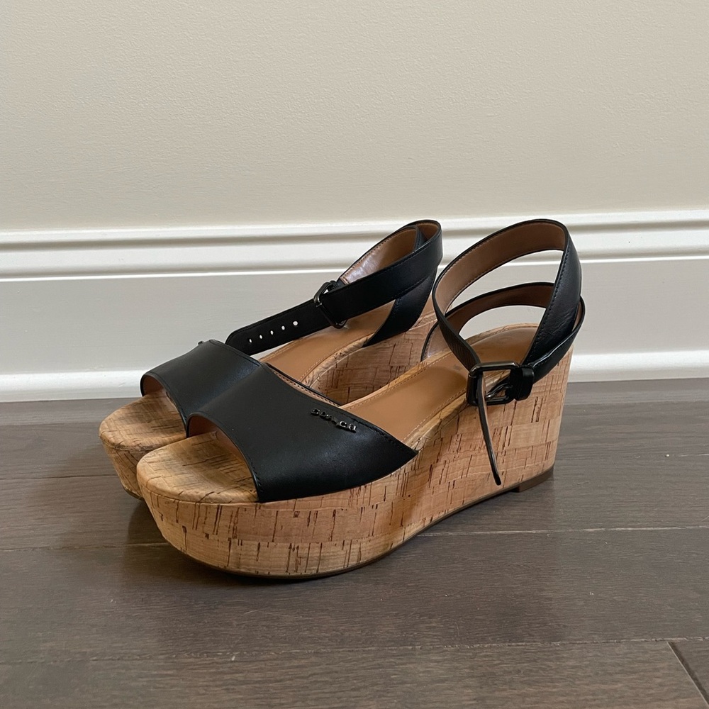 Coach platform wedge sandal size 7.5